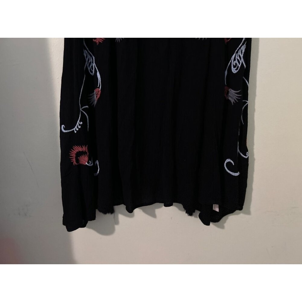 Intimately Free People Black Embroidered Boho Tassel Tunic Dress Sleeveless Keyh - Picture 10 of 16